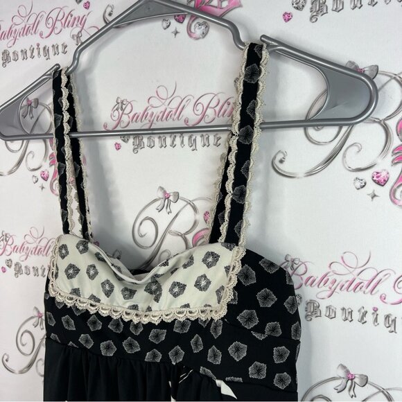 Johnny Martin dress smocked floral bustier style Black White Patterned Dress - Picture 3 of 9